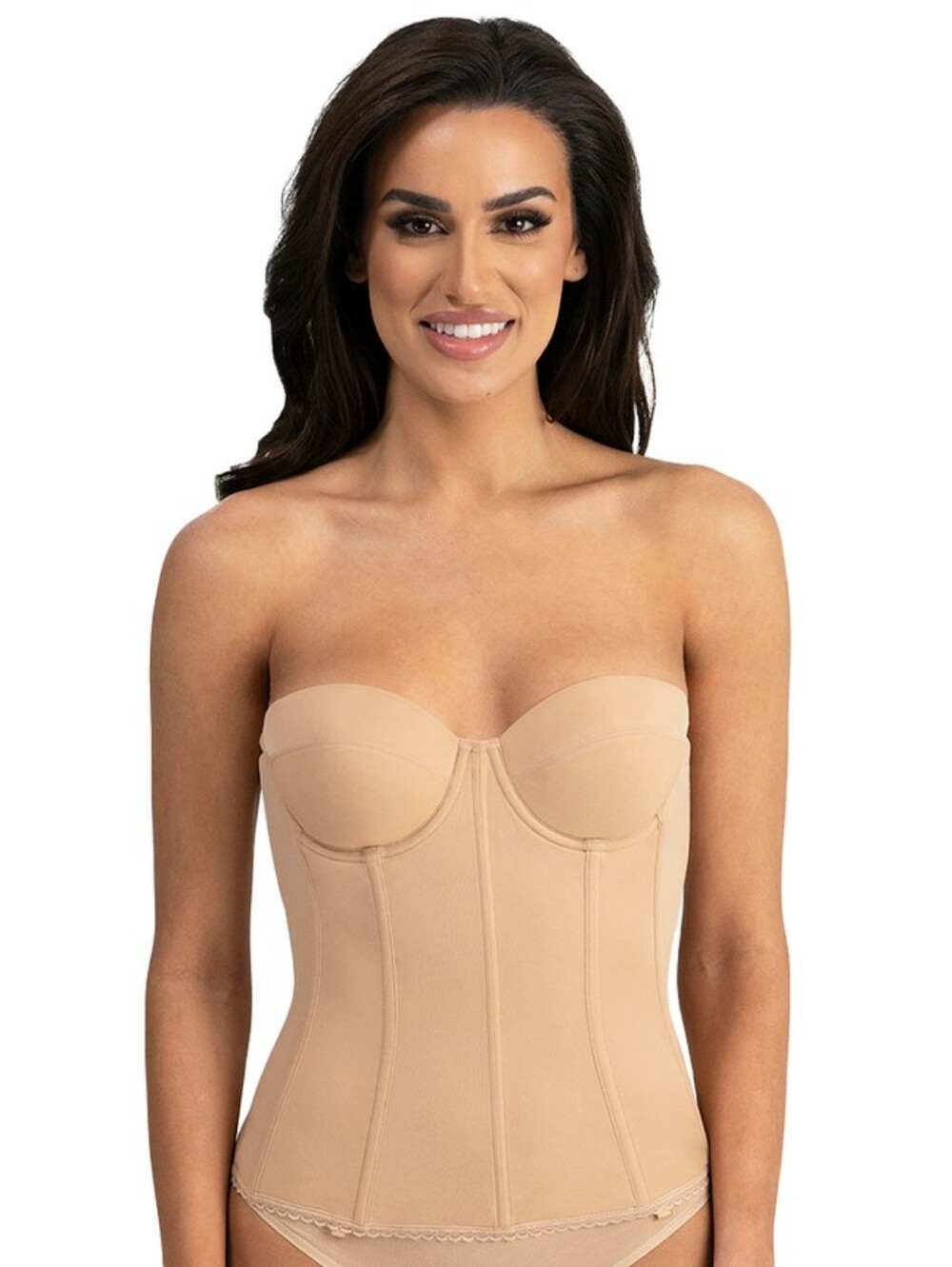 Dominique Brianna Low Back Strapless Longline Bra And Removable Garters